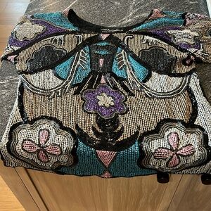 Vintage Judith Ann Creations Inc 100% silk sequins top.  Size M.